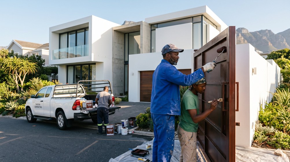 Professional anti-rust coating team applying rust protection to a metal gate in Boksburg